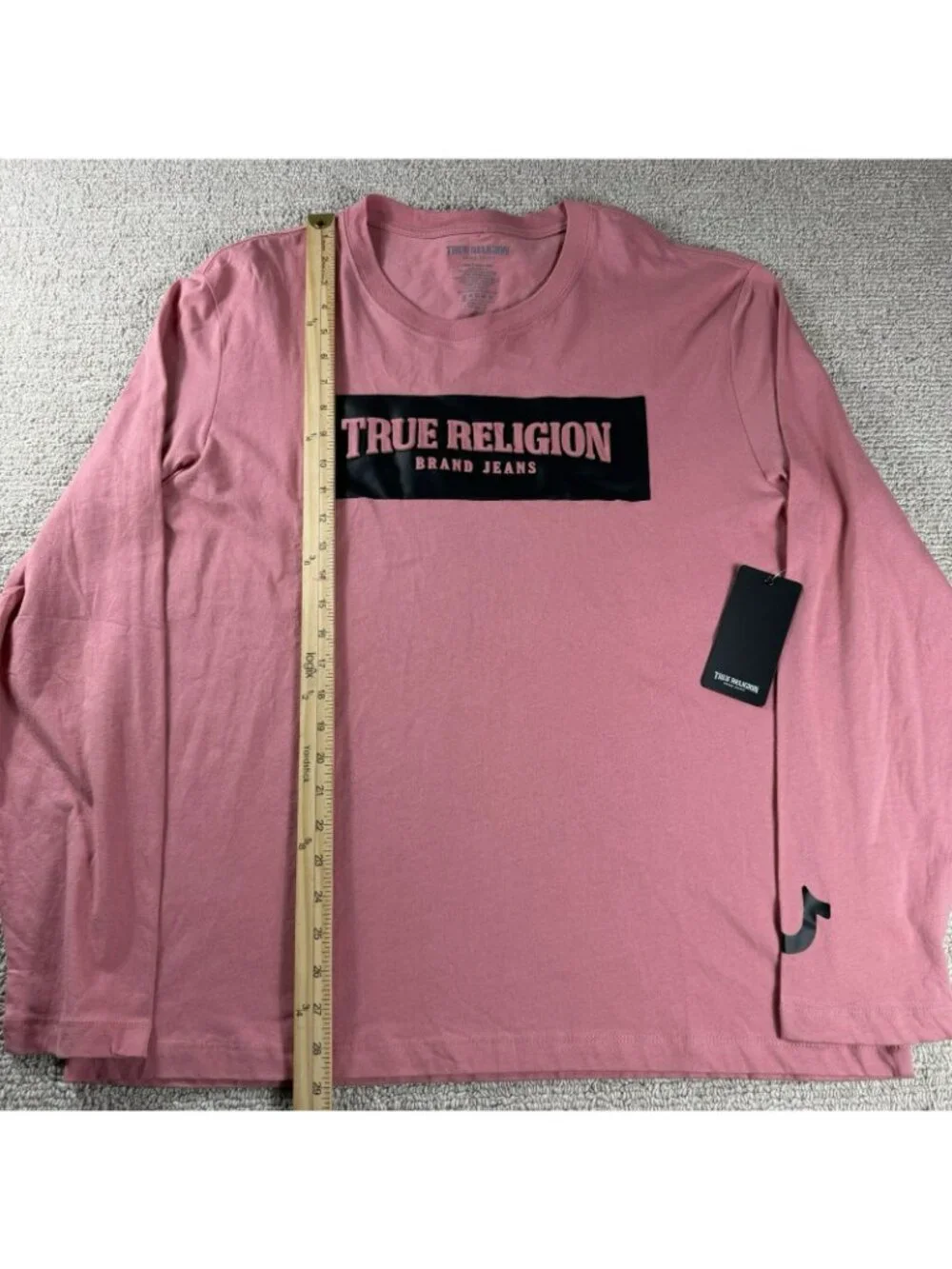 True Religion Embossed Long Sleeve T-Shirt Pink Black Men’s Size 87